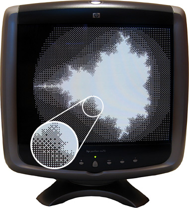 VGA monitor showing the output of the dsPIC33 VDC