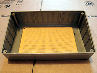 Perfboard shown inside the computer.