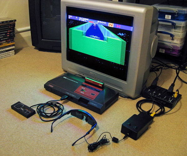 Composite video adaptor for the LCD shutter glasses adaptor being tested with Zaxxon 3-D