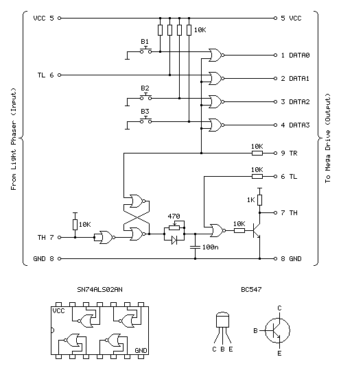 Circuit for the Light Phaser to Menacer adaptor
