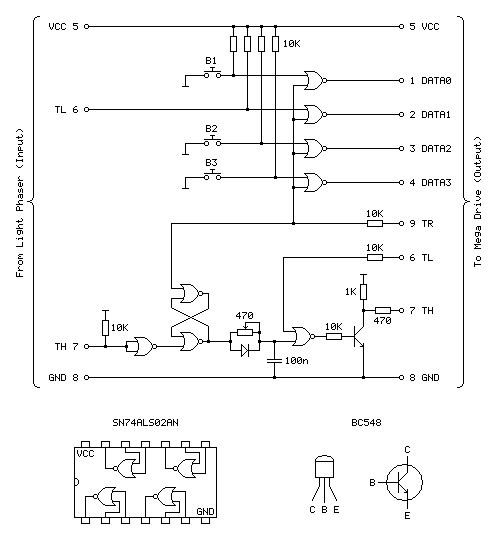 Revised circuit for the Light Phaser to Menacer adaptor