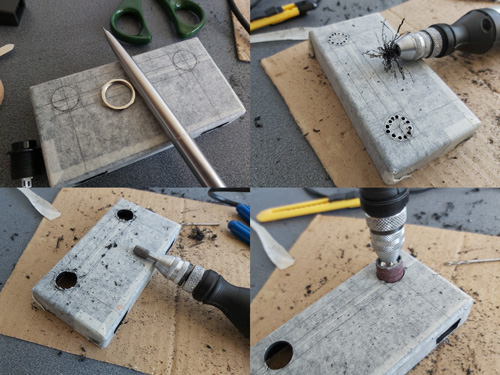 Cutting the holes for the buttons
