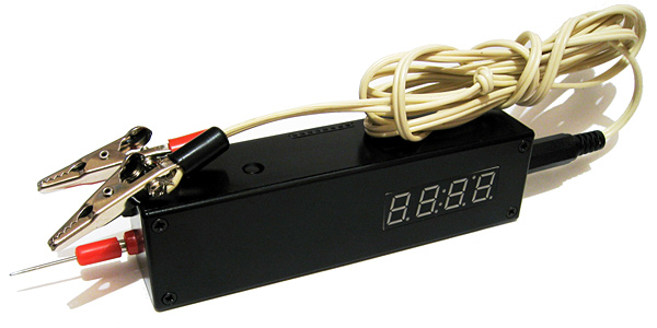 The Superprobe with a probe tip and crocodile clip connection for power.